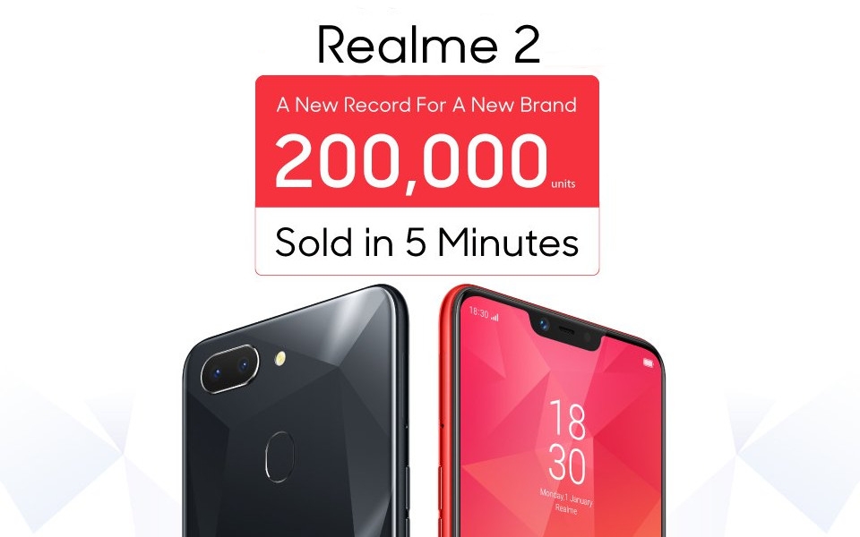 Oppo نجحت في بيع 200 آلف وحدة من الهاتف RealMe 2 في غضون 5 دقائق فقط