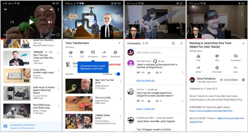 يوتيوب يختبر زر جديد لعرض وإخفاء التعليقات على منصة أندرويد