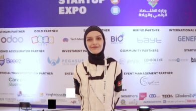 مقابلة فريق تك عربي مع الآنسة تسبيح الأرغا من فريق شركة BLinc على هامش معرض الشركات الناشئة الأردنية